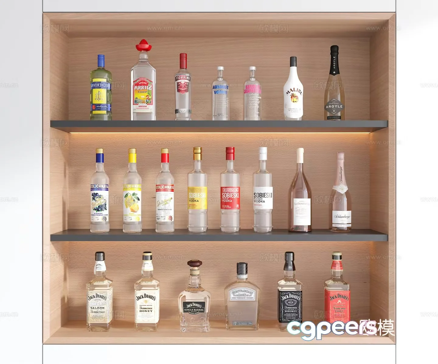 Modern wine cabinet wine wine food wine bottle 3d model