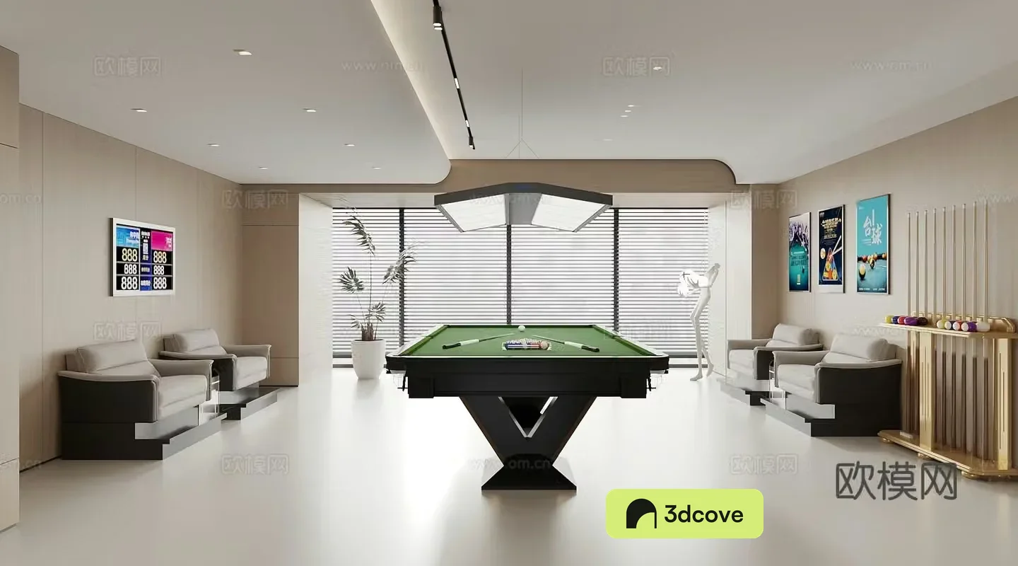 Modern billiard room billiard table billiard club hanging painting billiard table chandelier