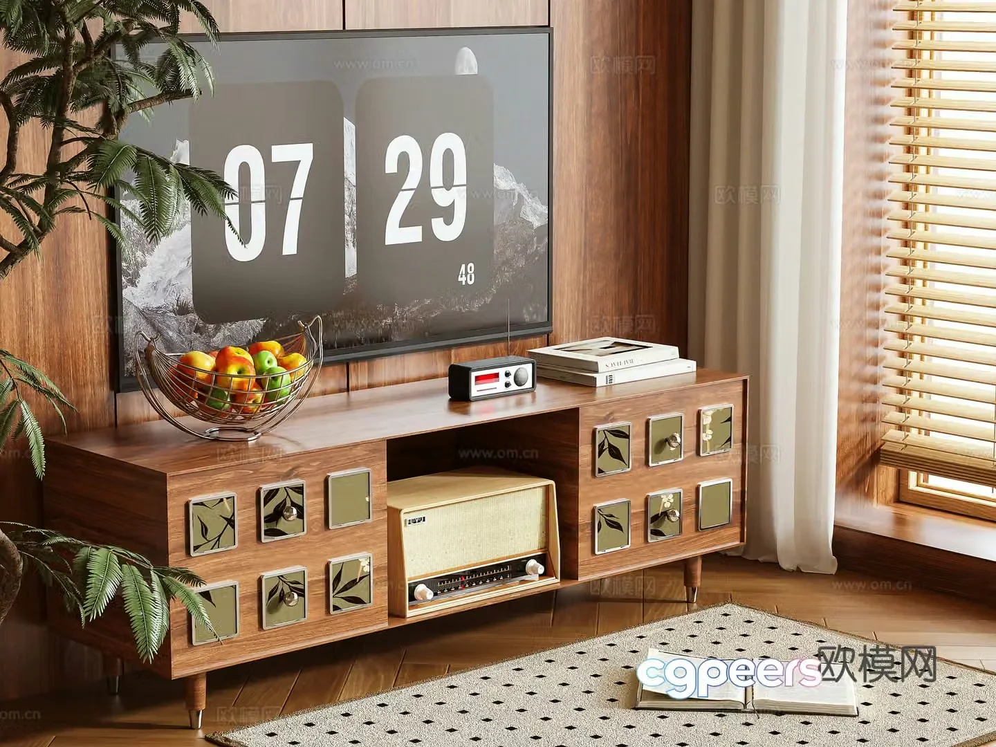 Medieval style TV cabinet 3D model