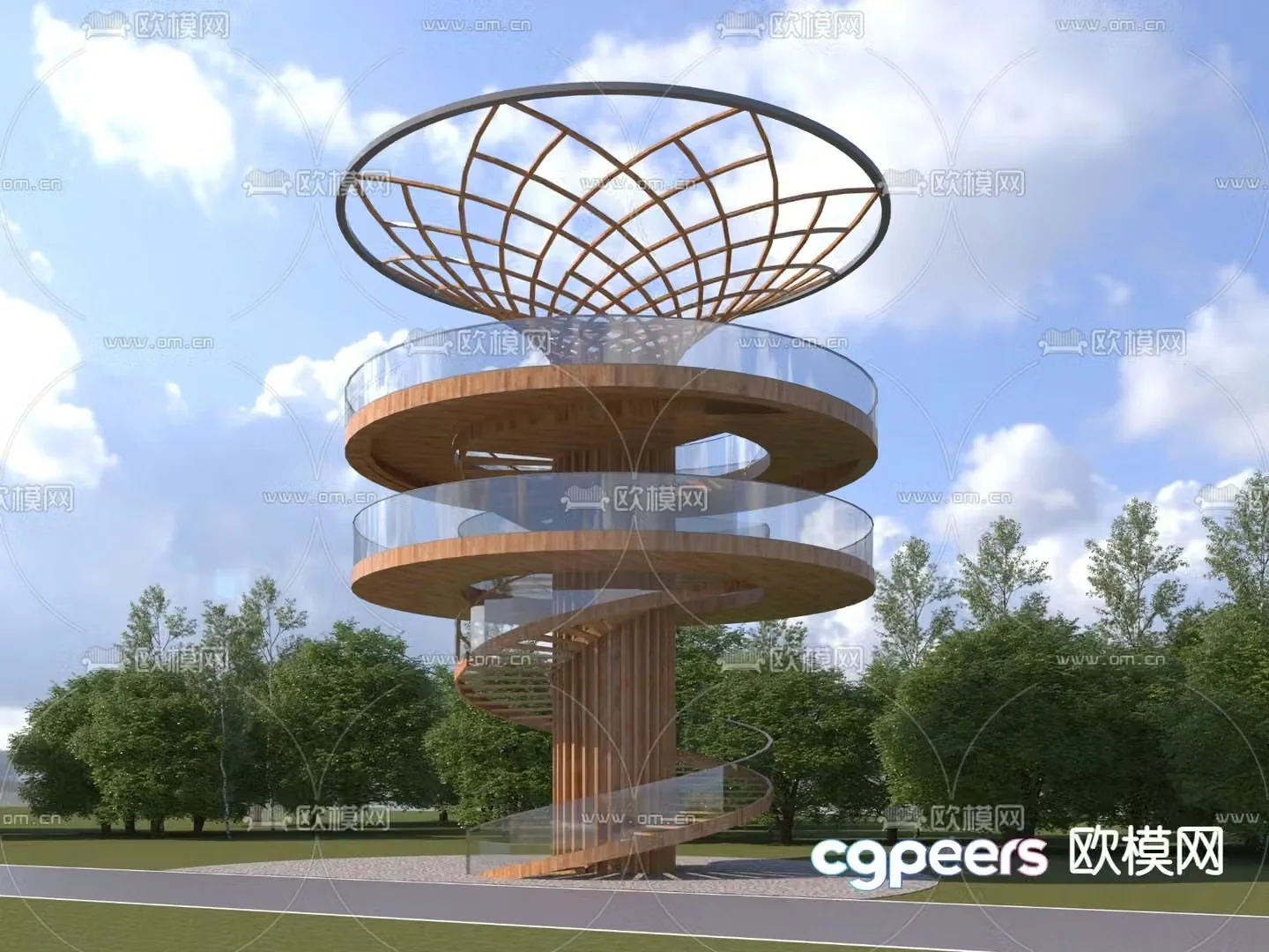 Modern viewing platform ecological platform 3D model