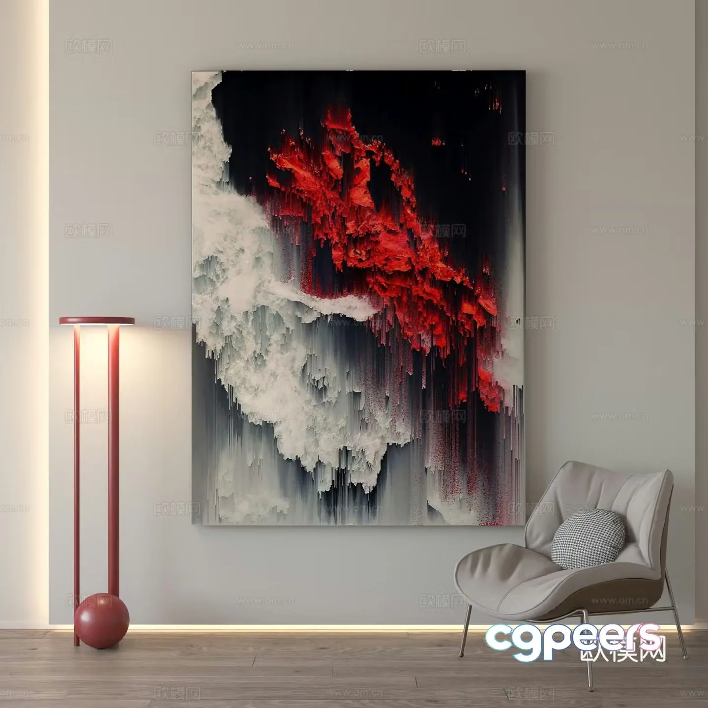 Modern abstract texture decorative painting 3d model