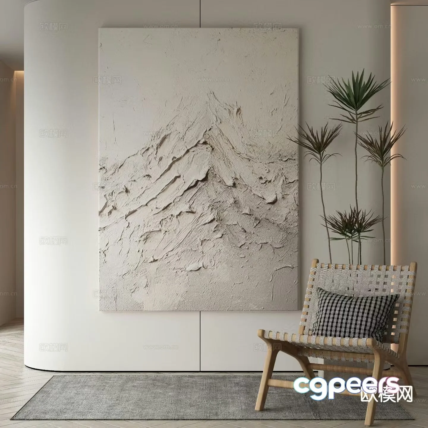 Modern art painting texture painting decorative painting 3d model