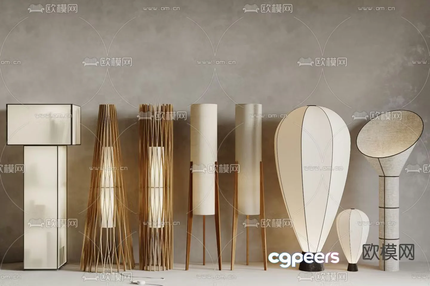 Wai Sad Floor Lamp Bamboo Weaving Floor Lamp 3D Model