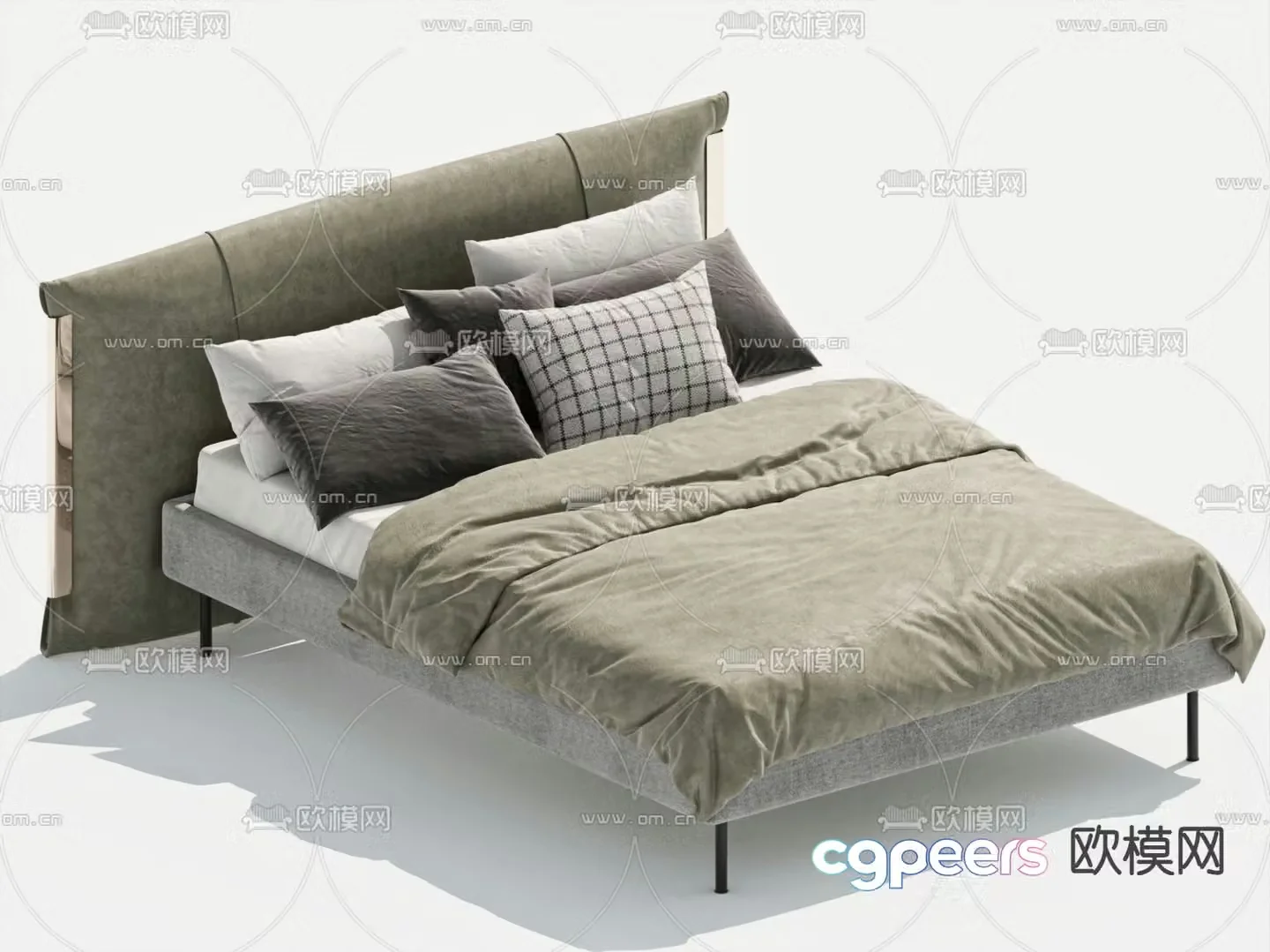 Modern double bed 3d model