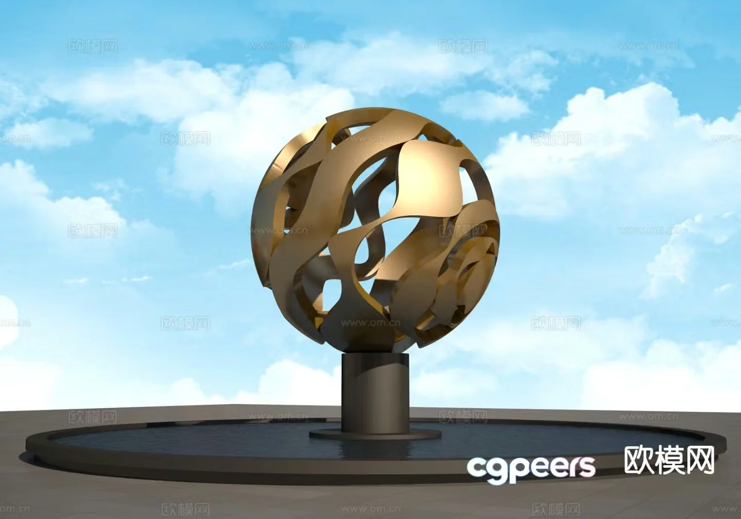 Hollow Water Polo Sculpture Square Sculpture 3D Model