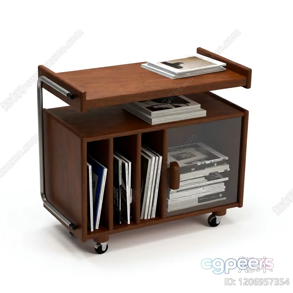 Mid-Century Modern Book Cart 3D Model – 18518 – VRAY Render