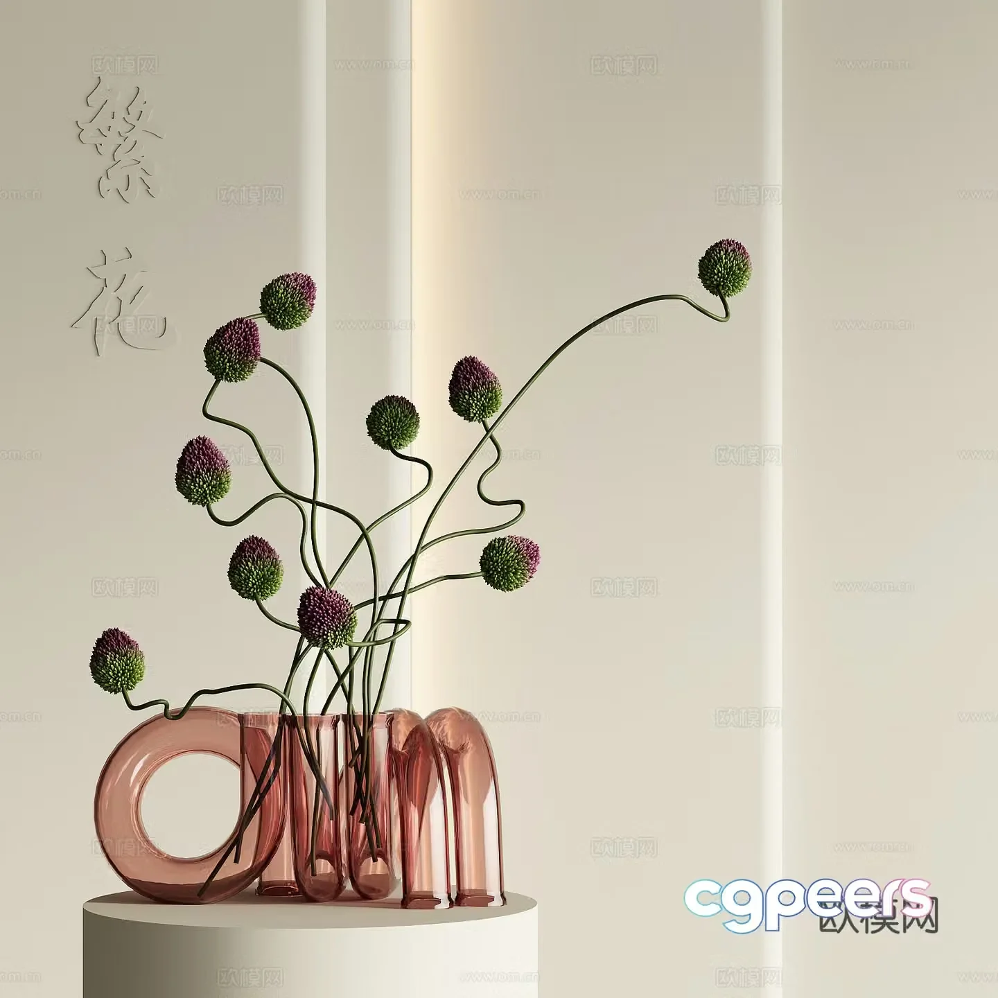 Wasabi vase flower art 3d model