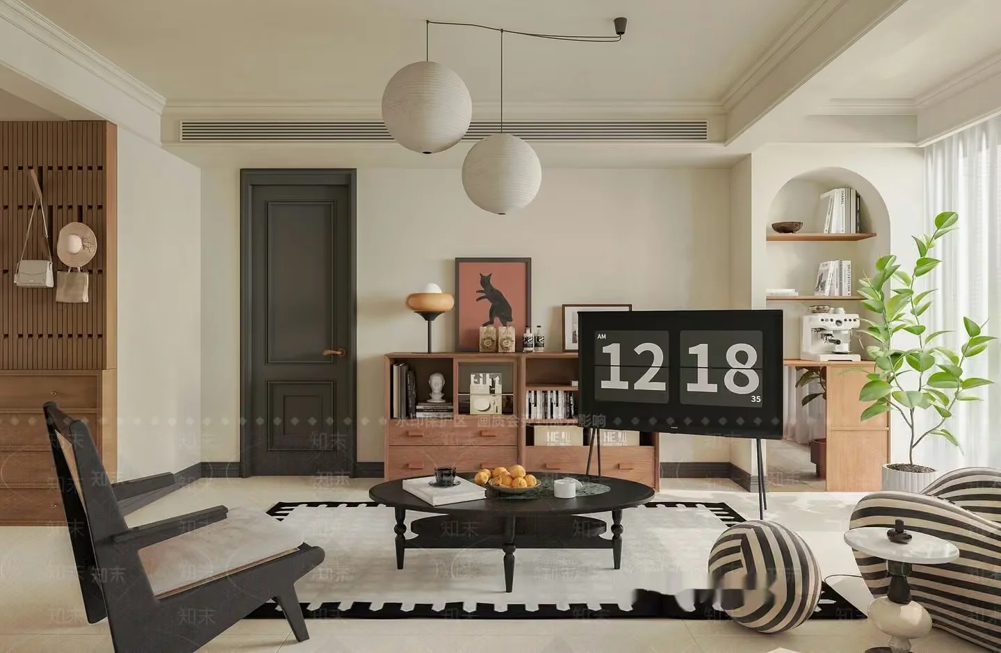 Black And White Living Room 3D Model – 22175 – VRAY Render