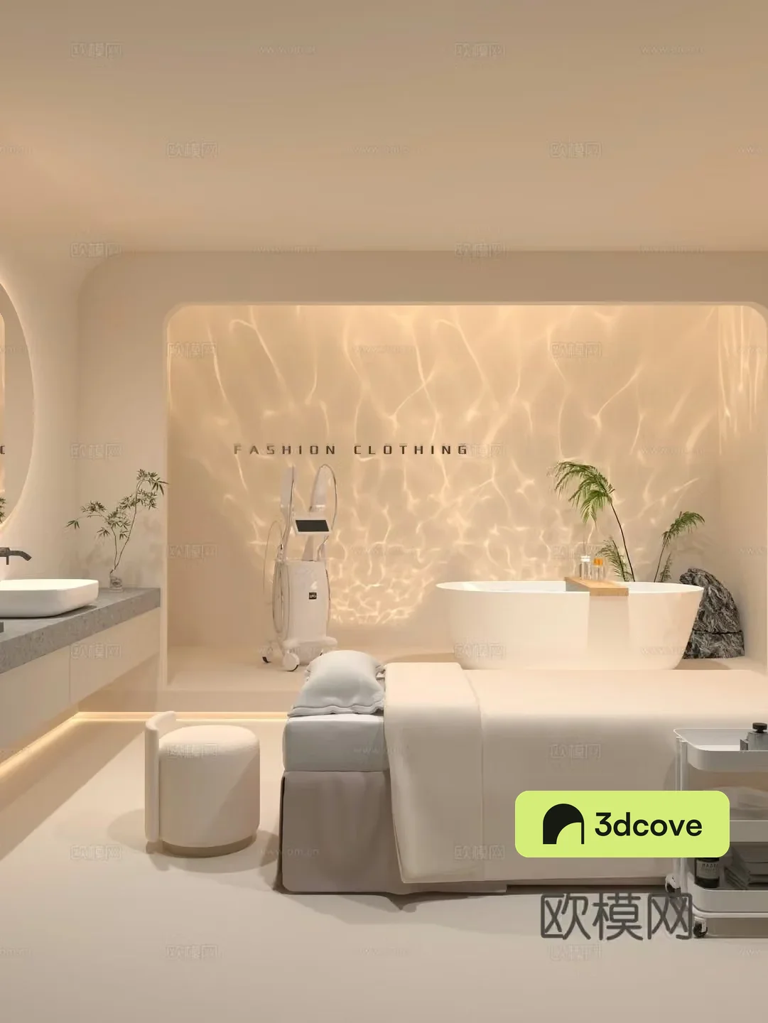 Modern beauty shop Beauty bed Ambient light Bathtub 3d model