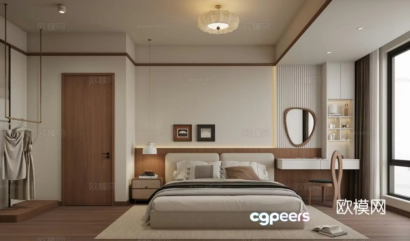 Medium simple matching 3D model of master bedroom