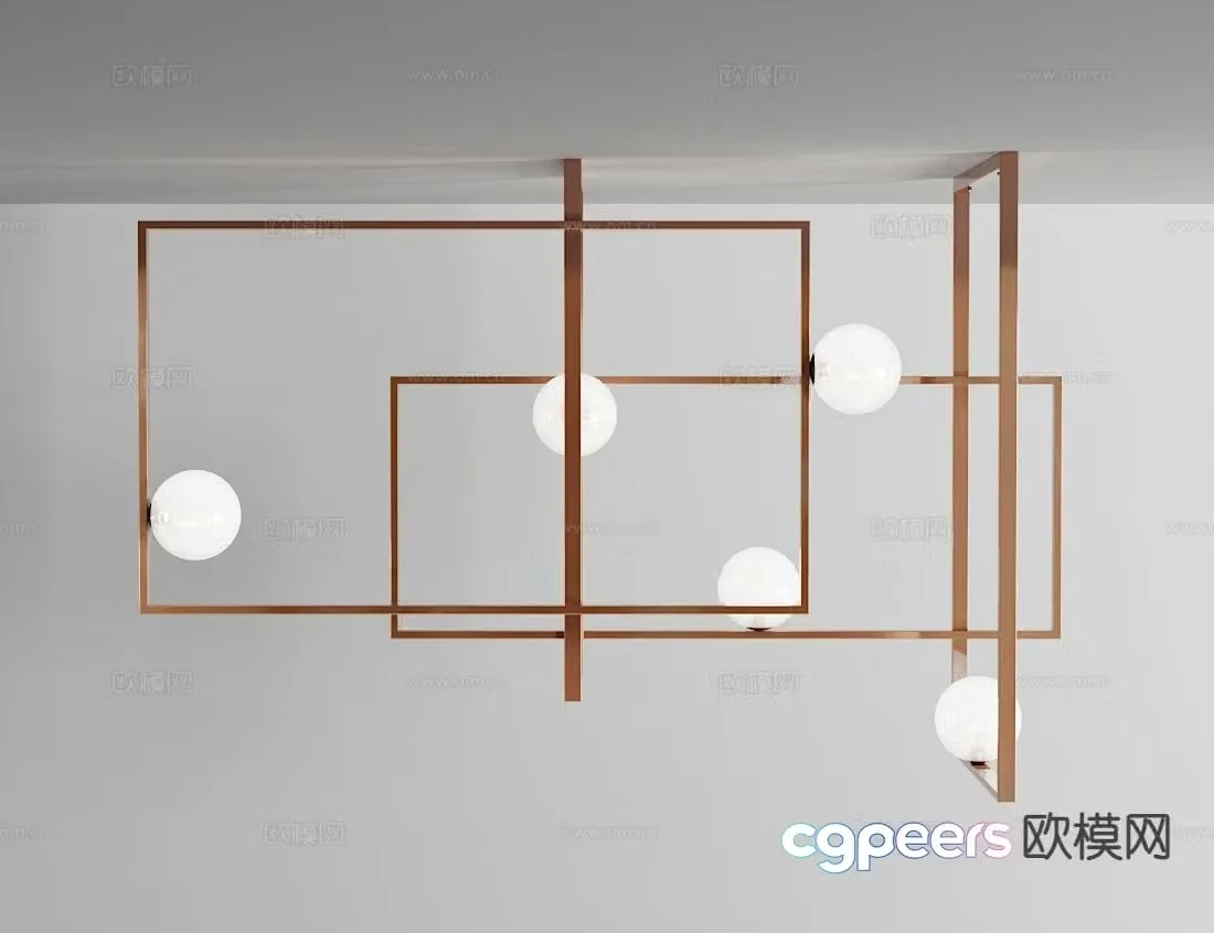 Light luxury geometric chandelier 3D model