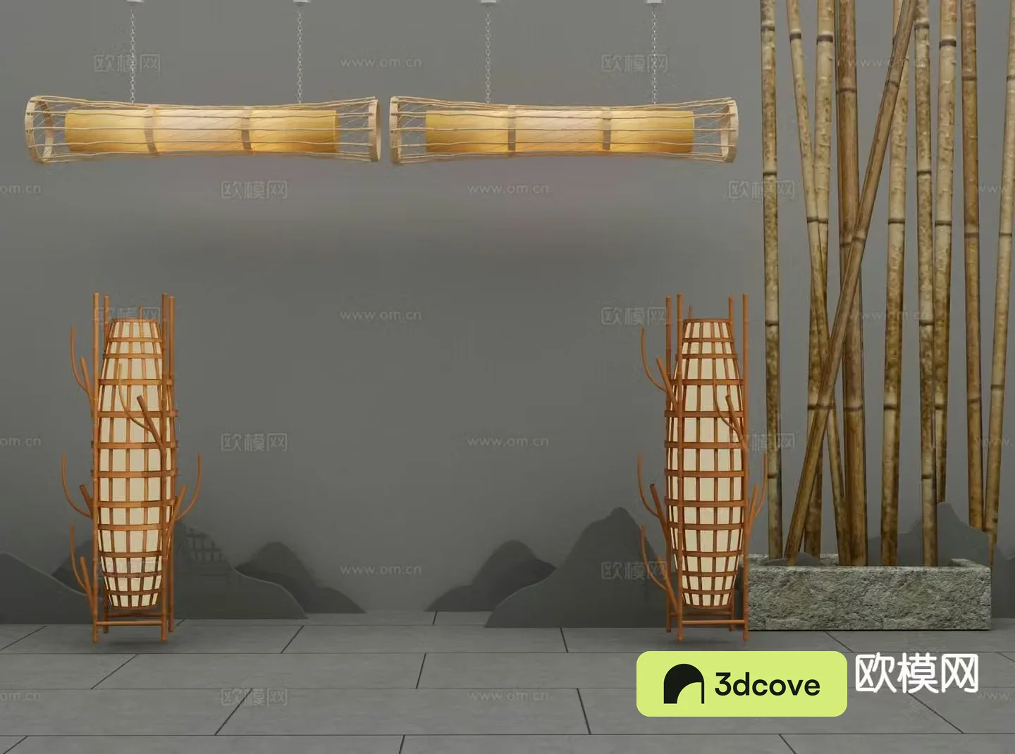 New Chinese style chandelier floor lamp