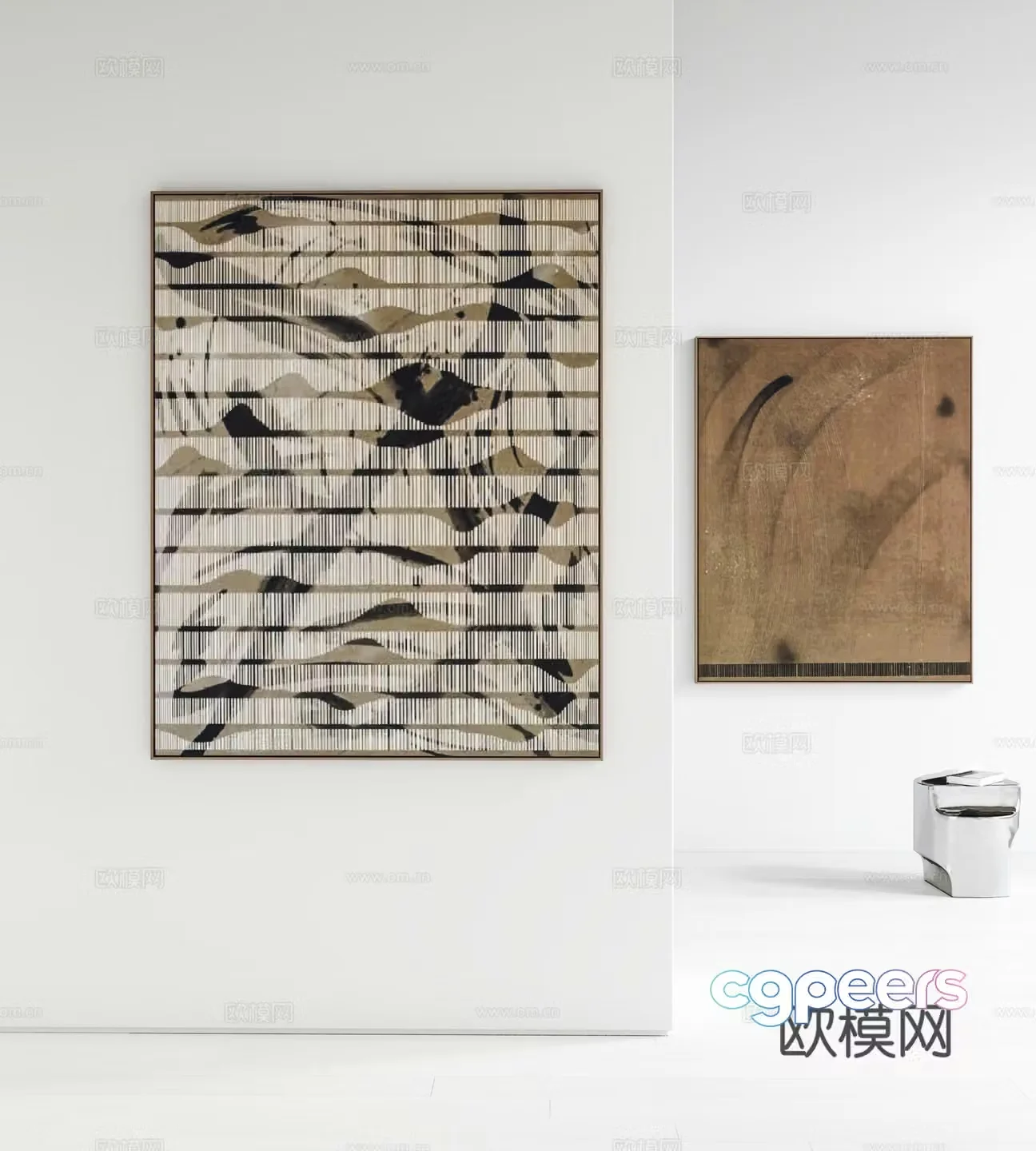 Modern hanging paintings decorative paintings corner tables 3D model
