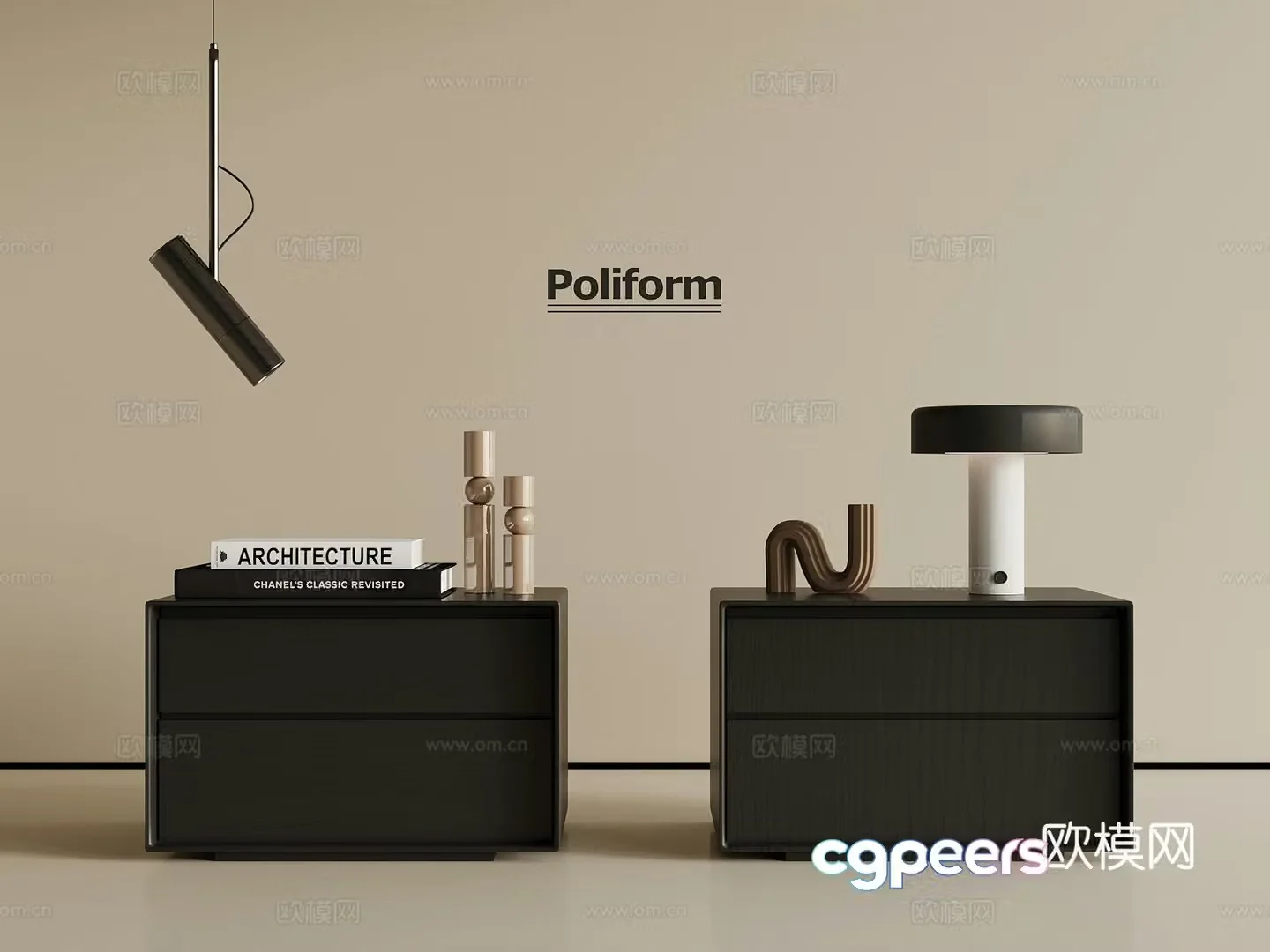 Modern Italian bedside table 3d model