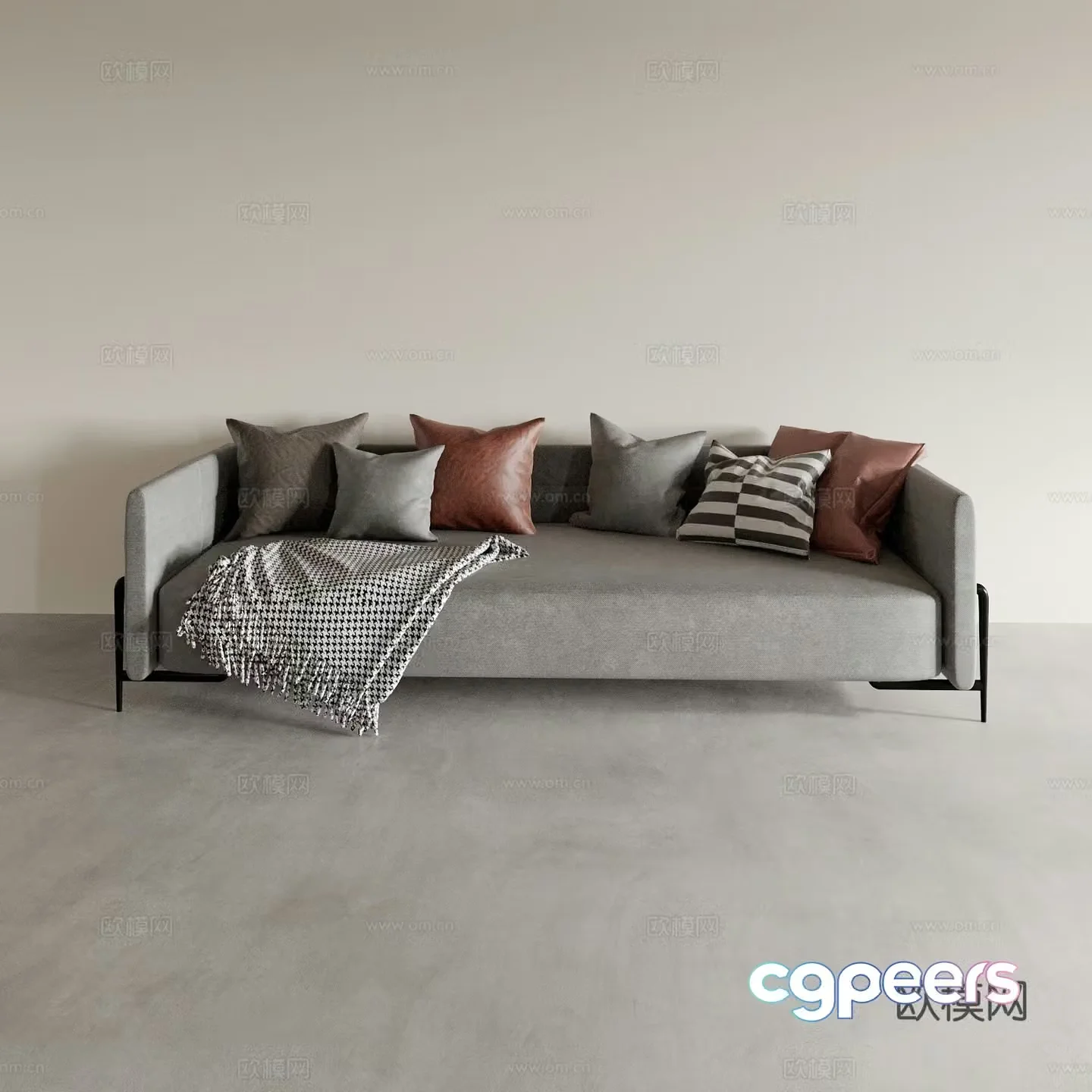 Modern three-person sofa leisure sofa 3d model