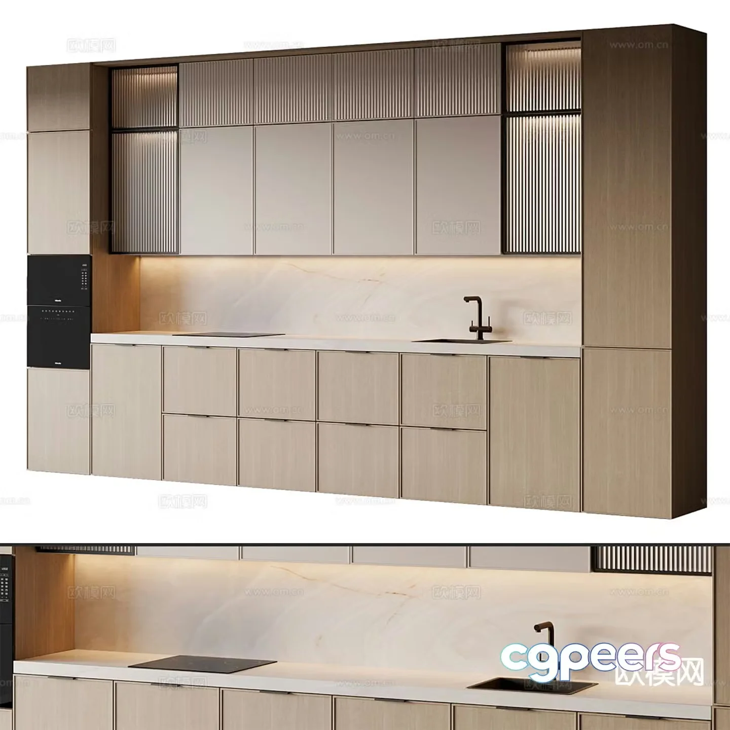 Modern solid wood cabinet sideboard 3d model