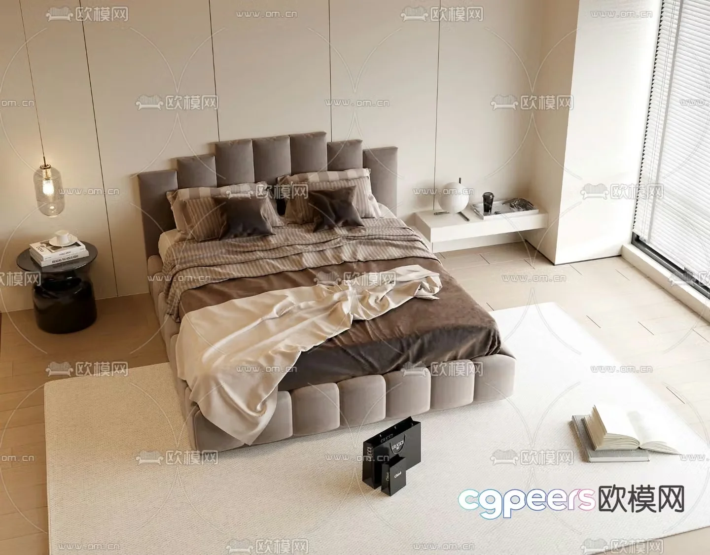 Modern double bed 3d model