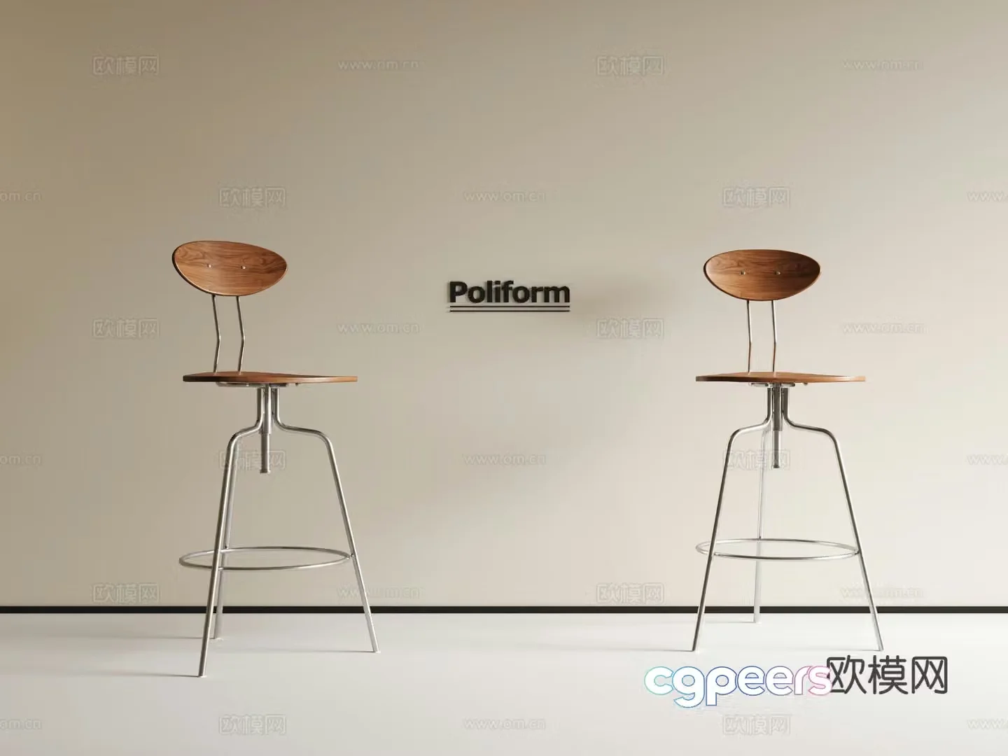 Medieval style bar chair bar stool high stool 3D model