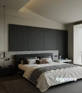 Modern Cozy Bedroom 3D Model – 6068 – VRAY Render