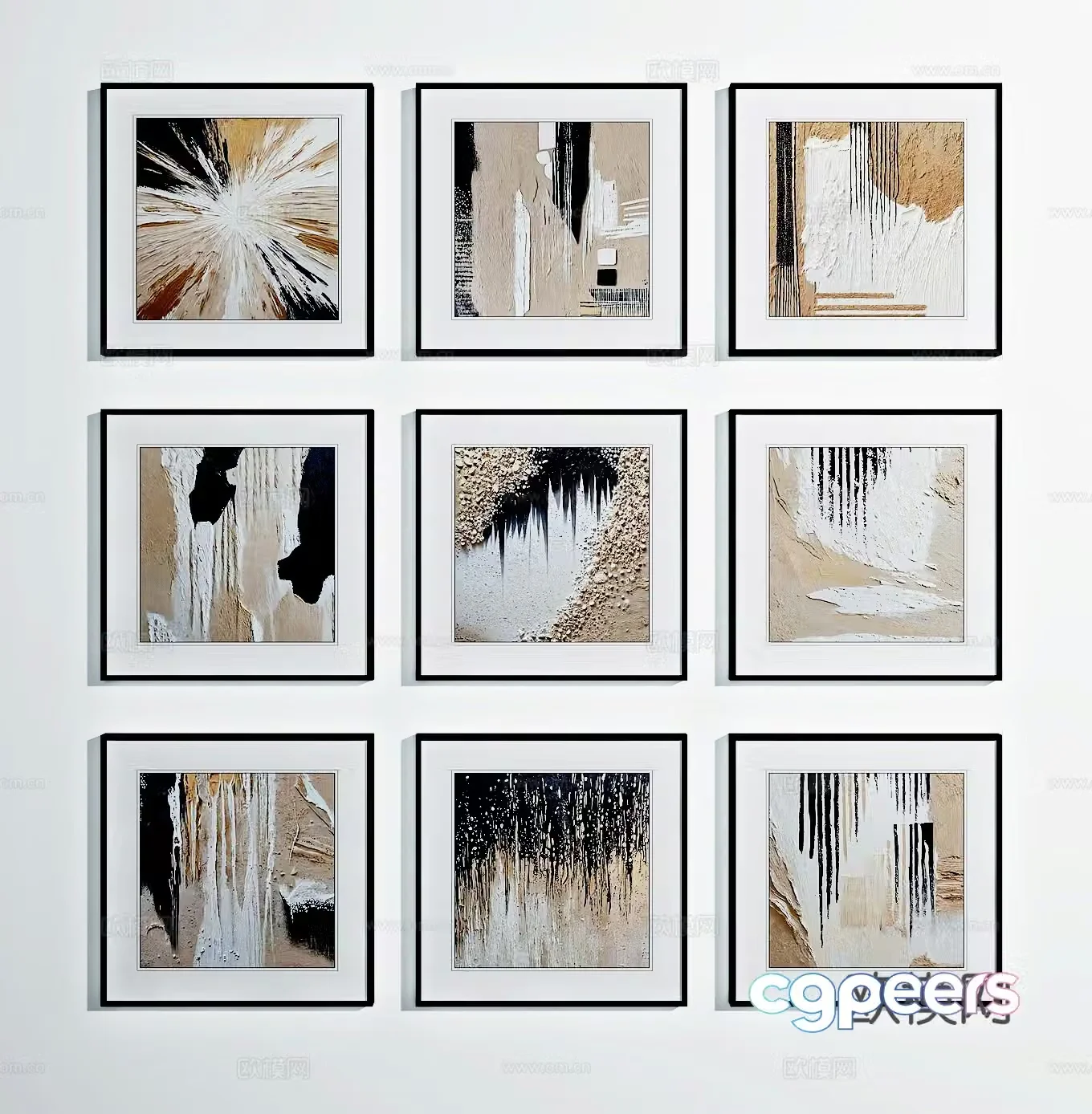 Decorative painting Combination hanging painting 3D model