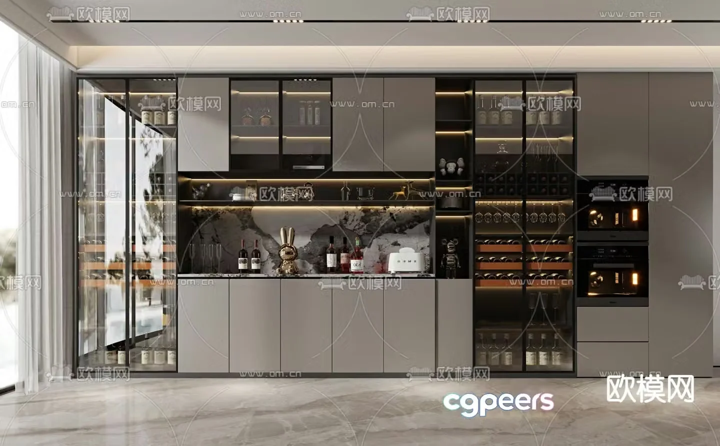 Modern wine cabinet 3d model