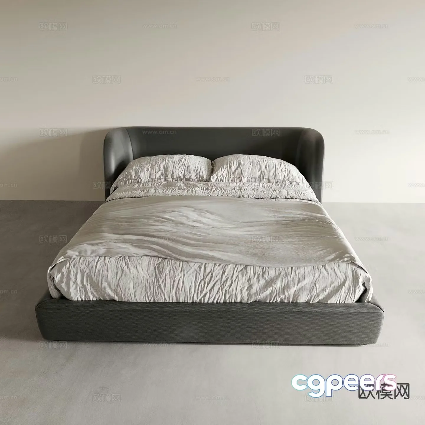 Italian double bed fabric bed 3d model