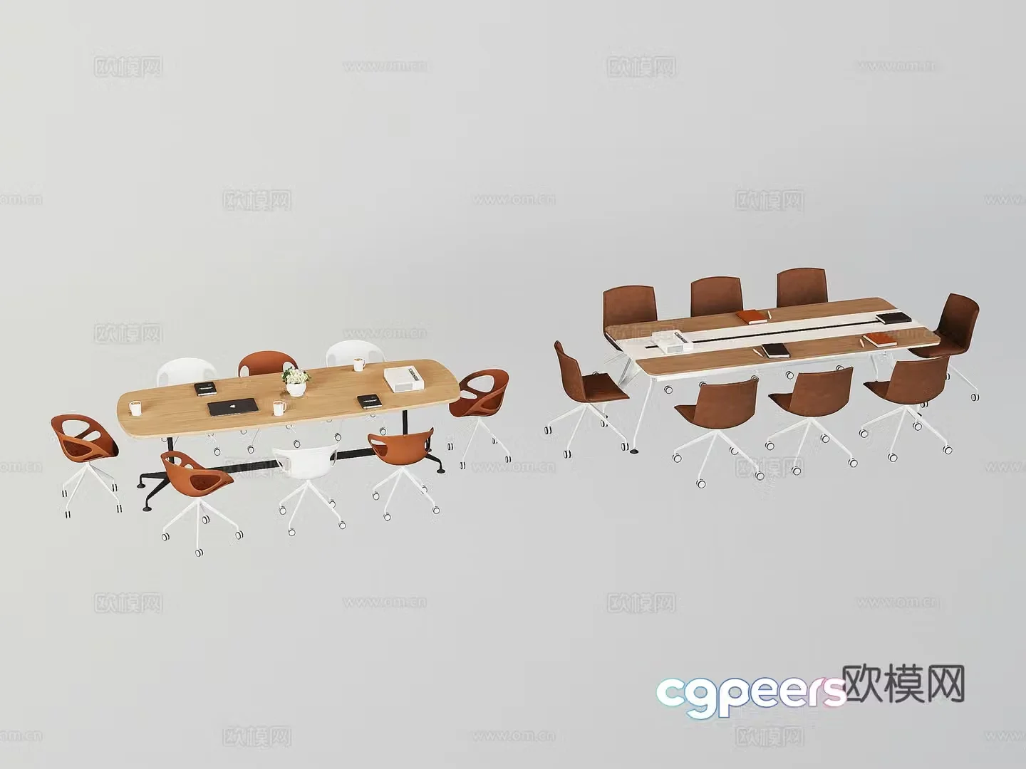 Modern conference table and chairs 3d model