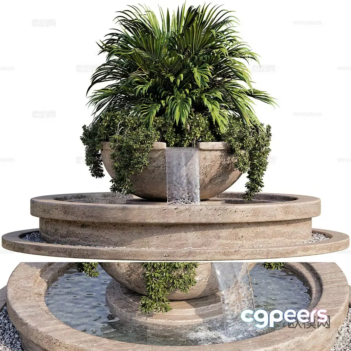 New Chinese style courtyard landscape fountain 3D model