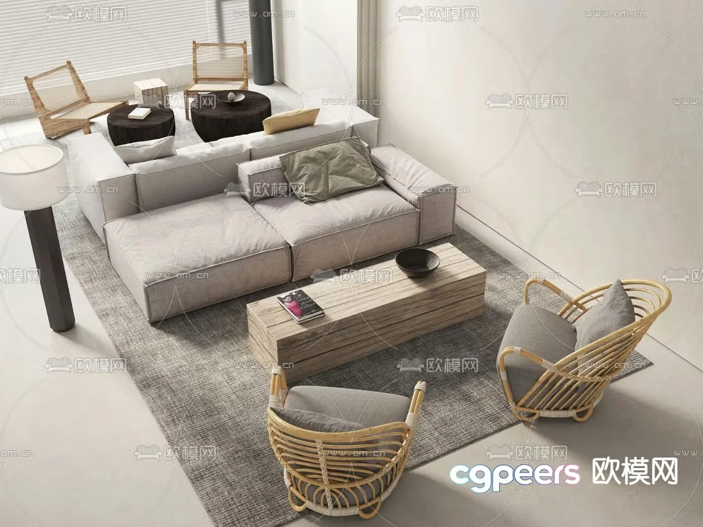Office Sofa Public Sofa Double Back Sofa 3D Model