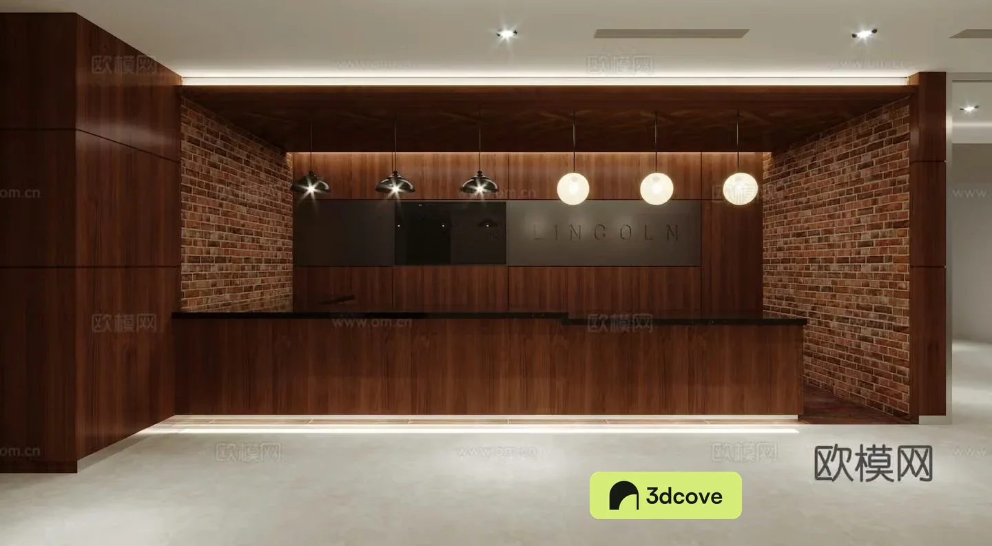 Modern office front desk negotiation area corridor aisle