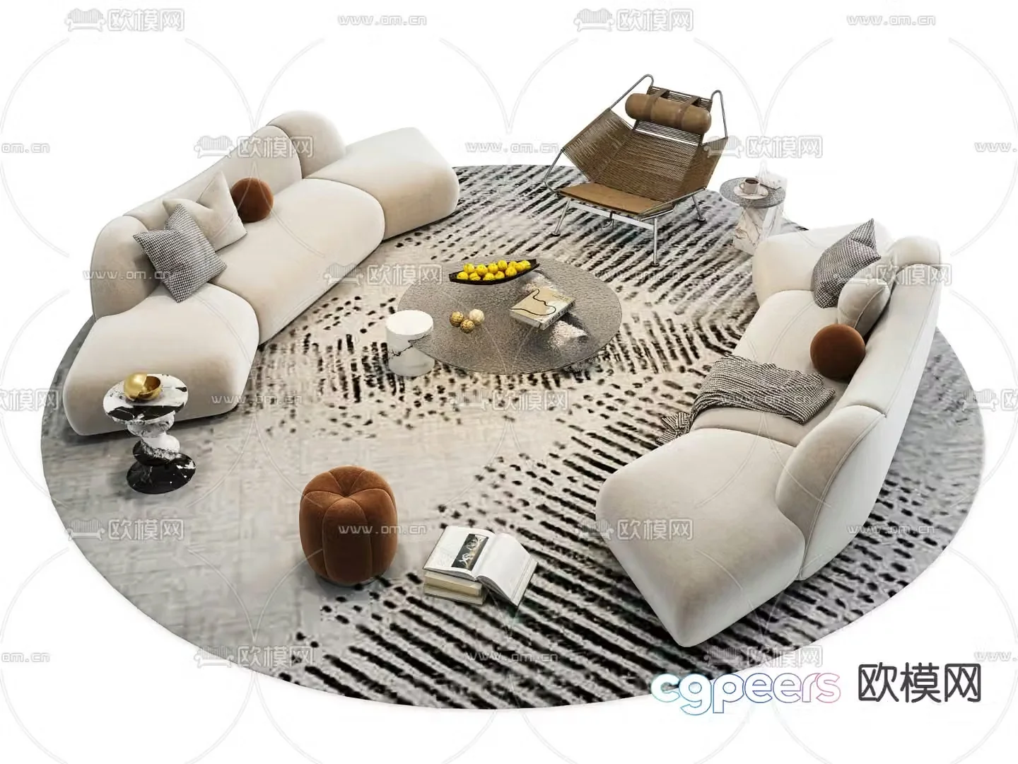 Modern modular sofa curved sofa 3d model