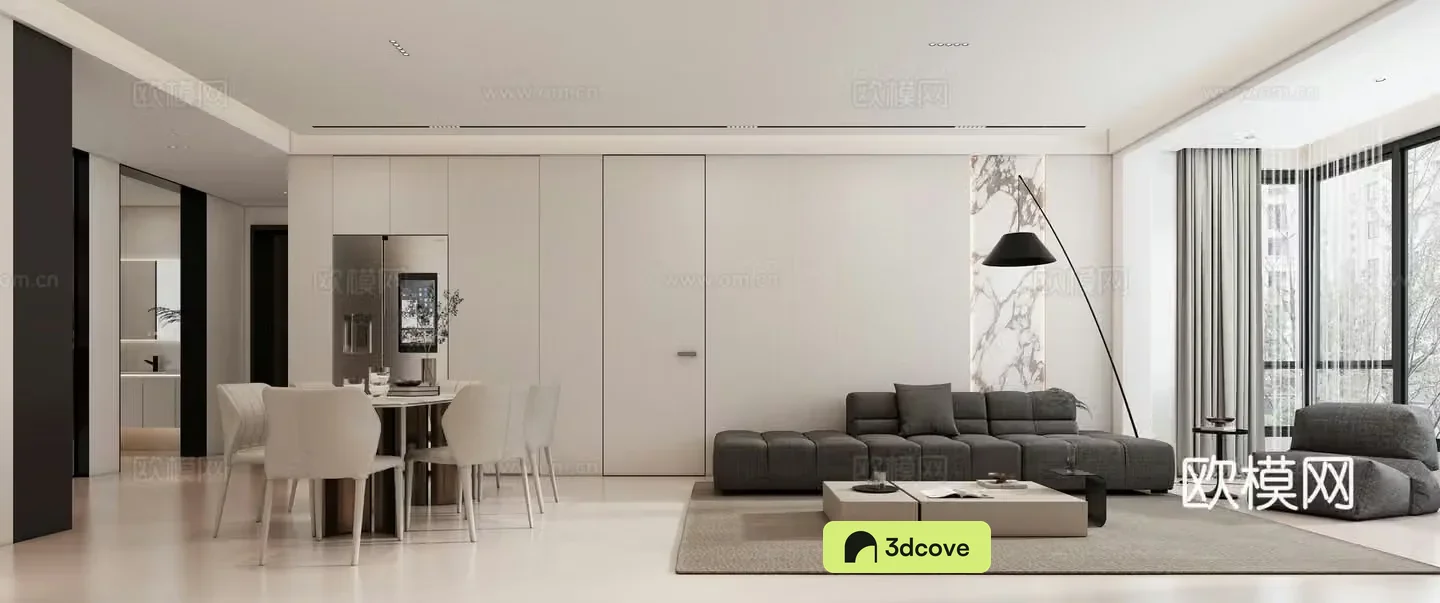 Modern living and dining room