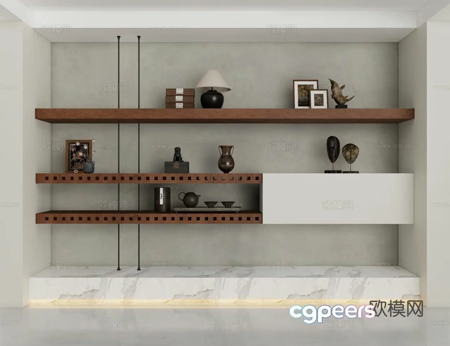 Modern bookshelf laminated bookshelf 3D model