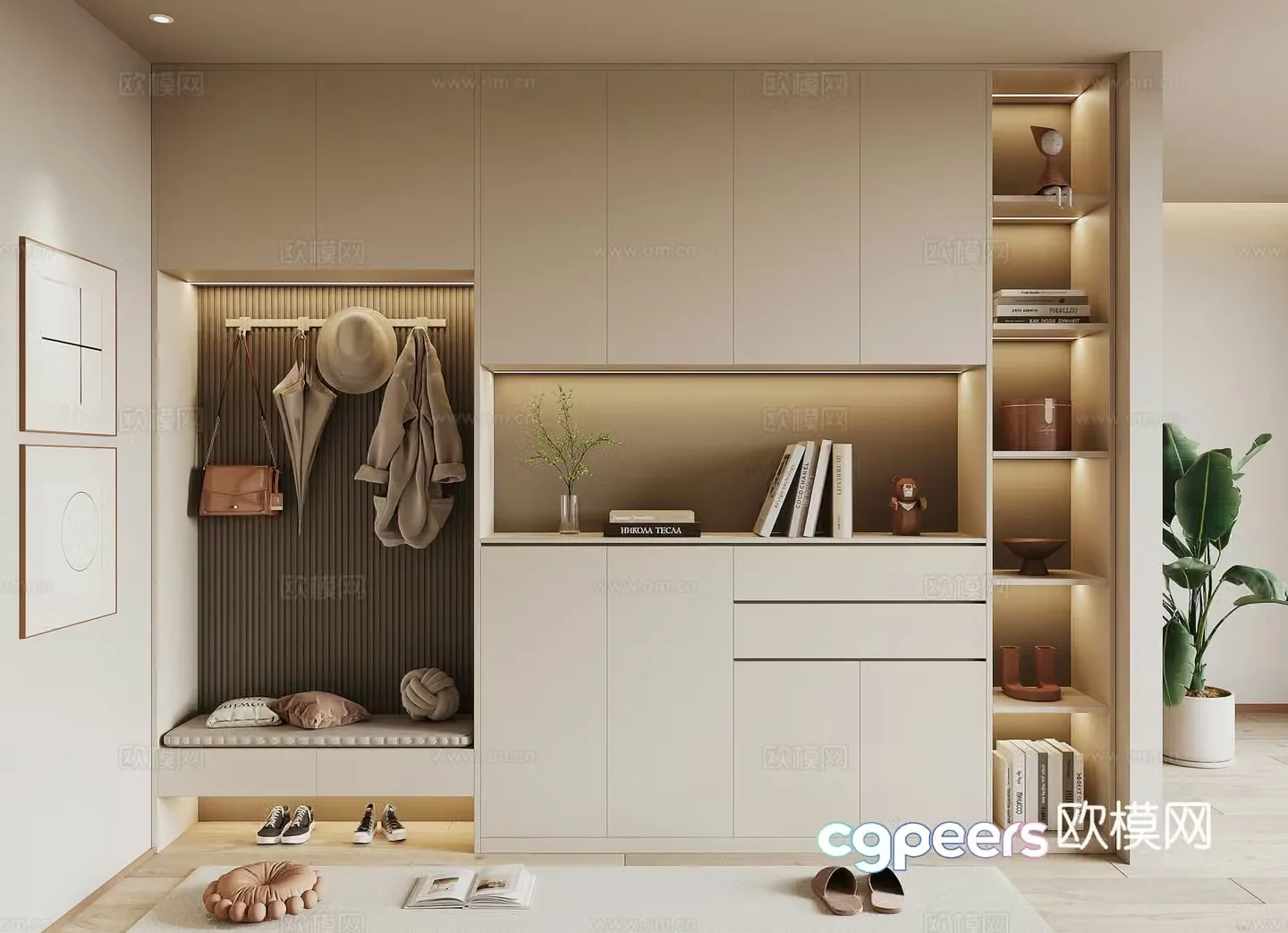 Modern porch shoe cabinet 3d model