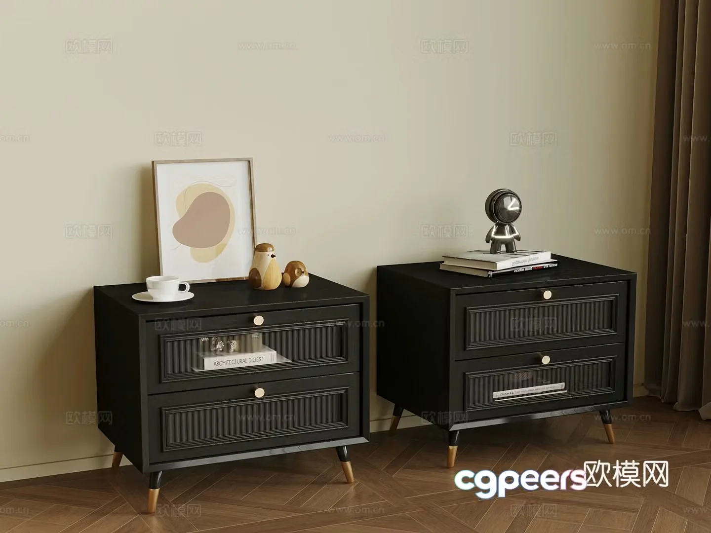 French bedside table decorative ornaments 3D model