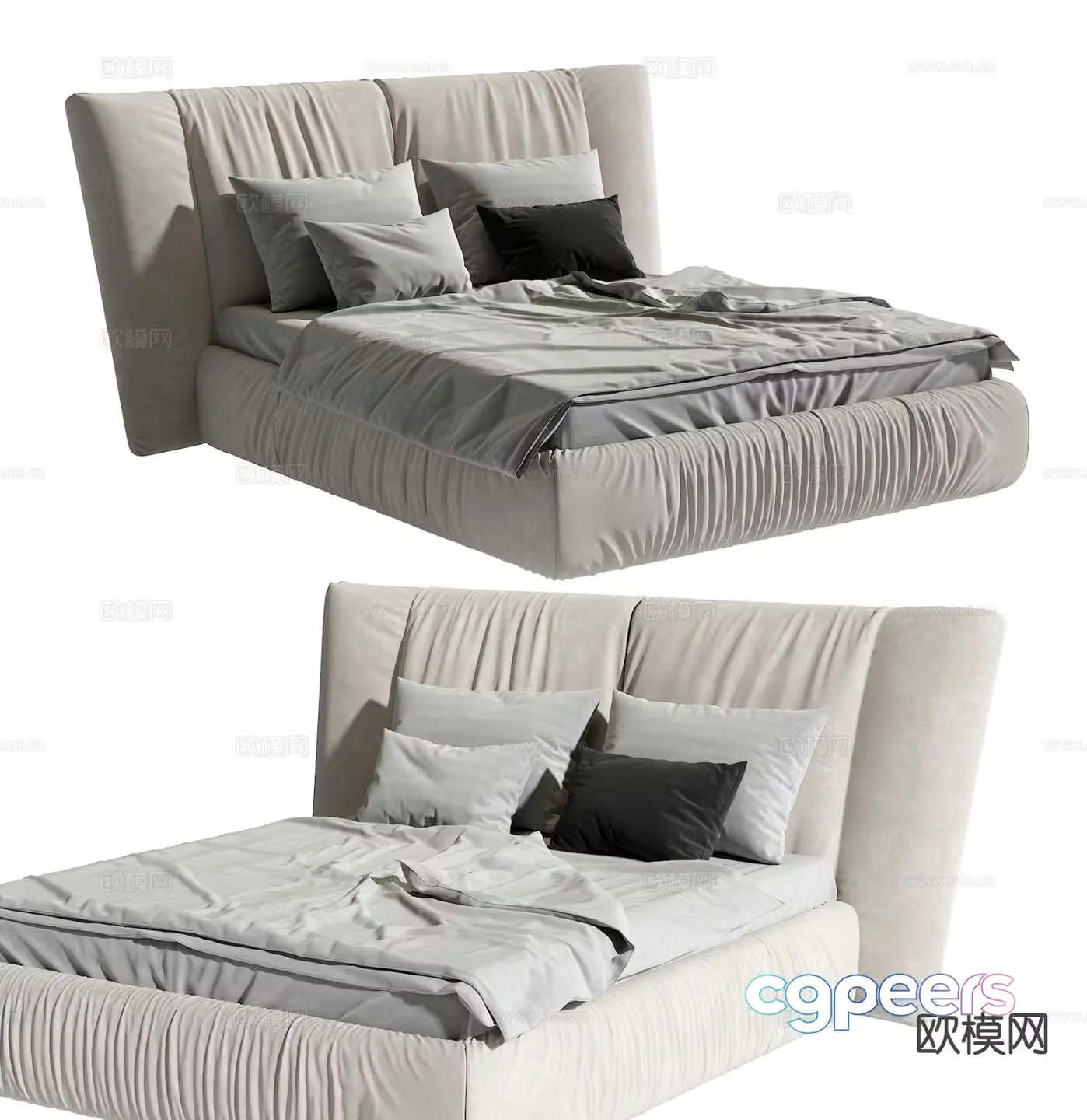 Modern double bed 3d model
