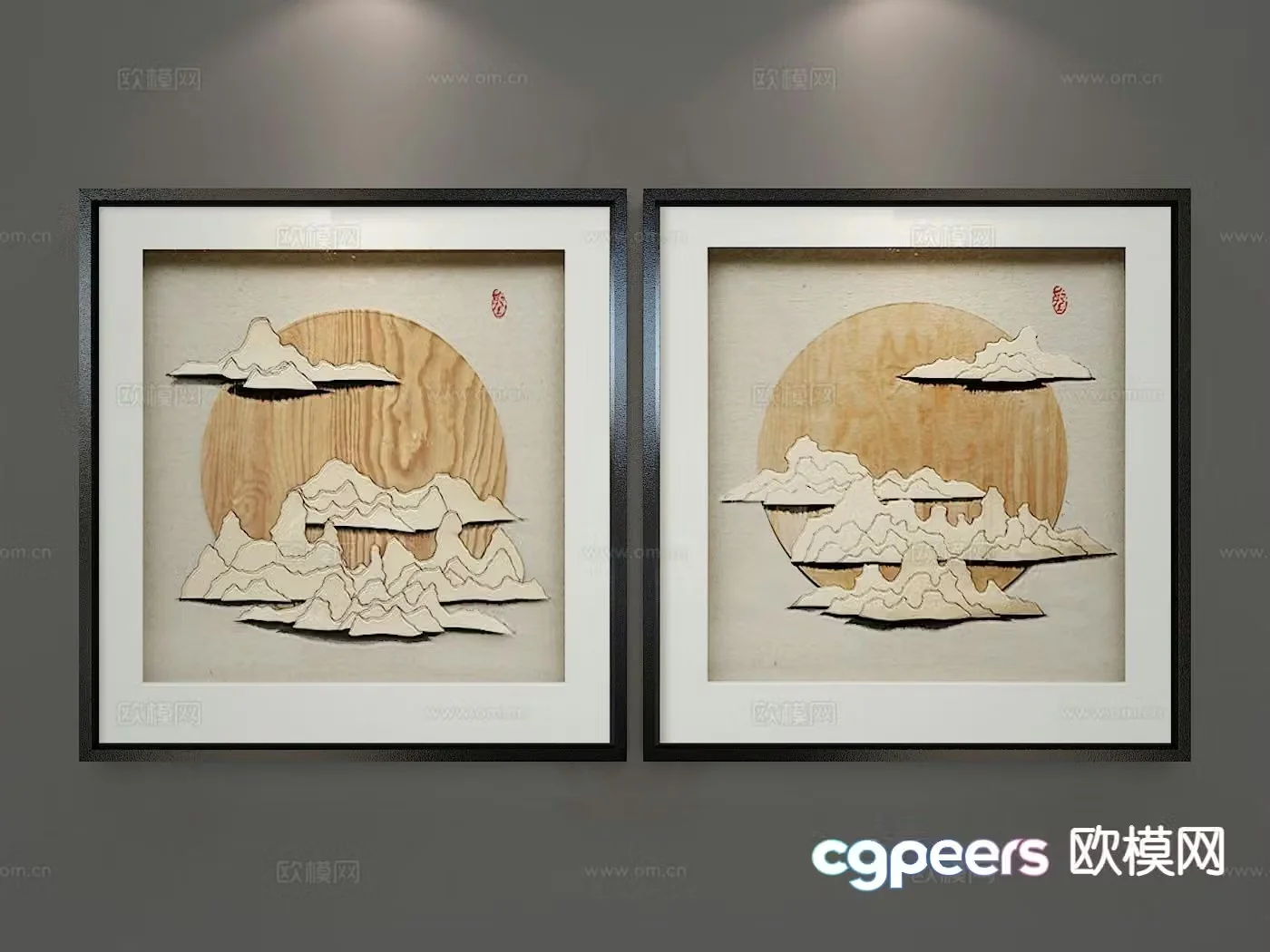 New Chinese style decorative painting three-dimensional painting hanging painting 3D model