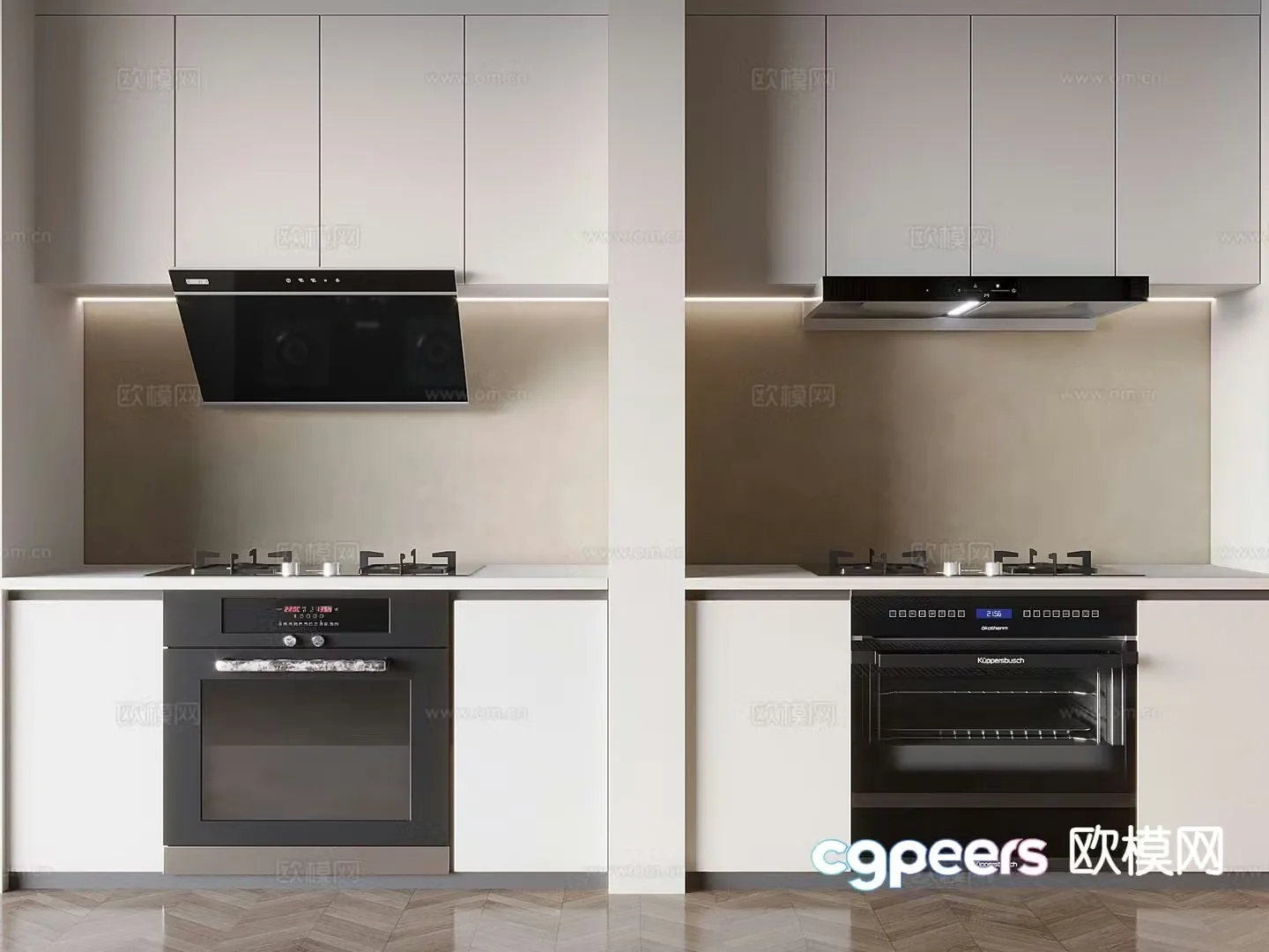 Range hood gas stove disinfection cabinet 3d model