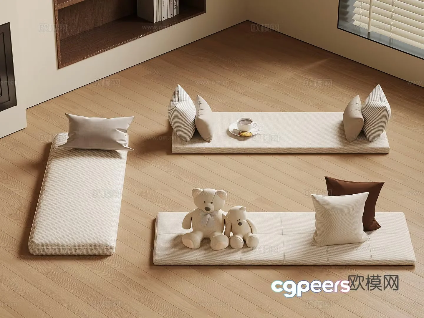 Modern seat cushion bay window cushion sofa cushion 3d model
