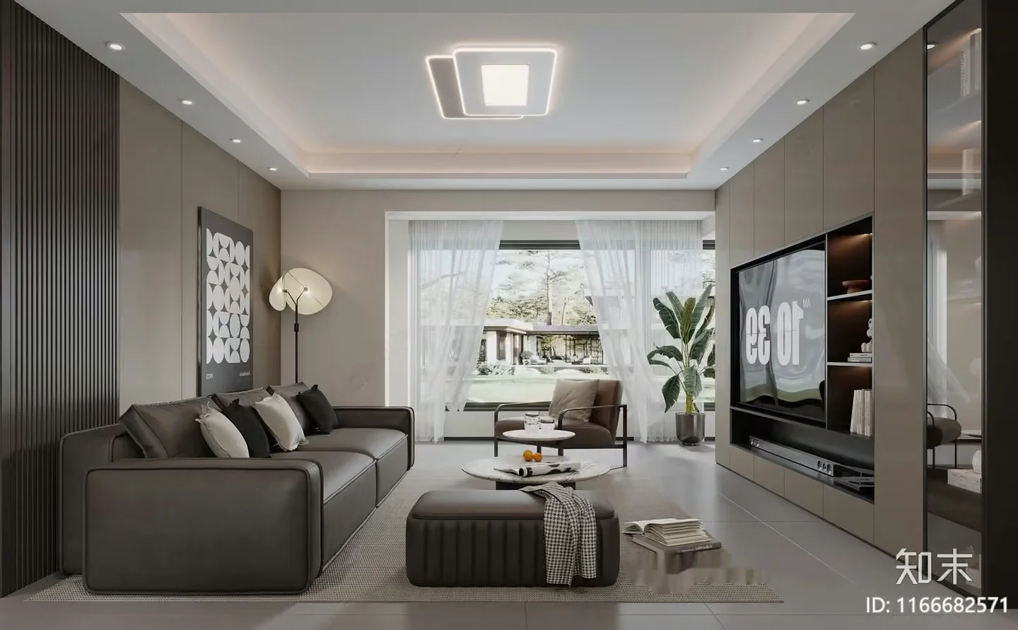 A Living Room With A Modern Design 3D Model – 17588 – VRAY Render