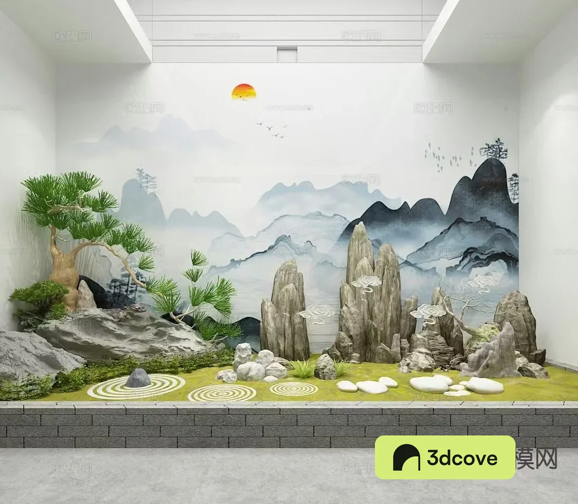 Chinese garden rockery landscape indoor landscape
