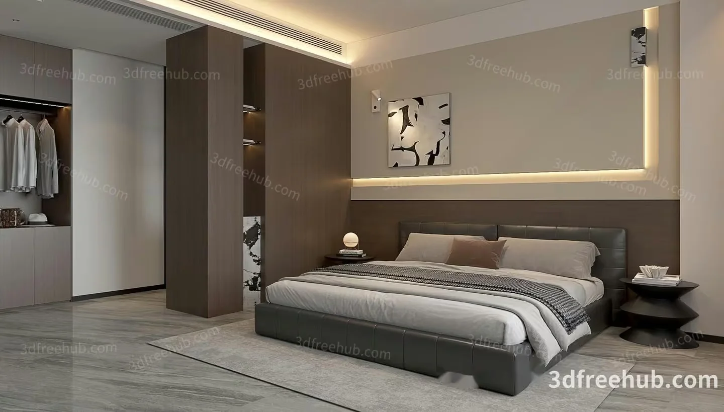 Modern Master Bedroom 3D Model – 22651 – VRAY Render