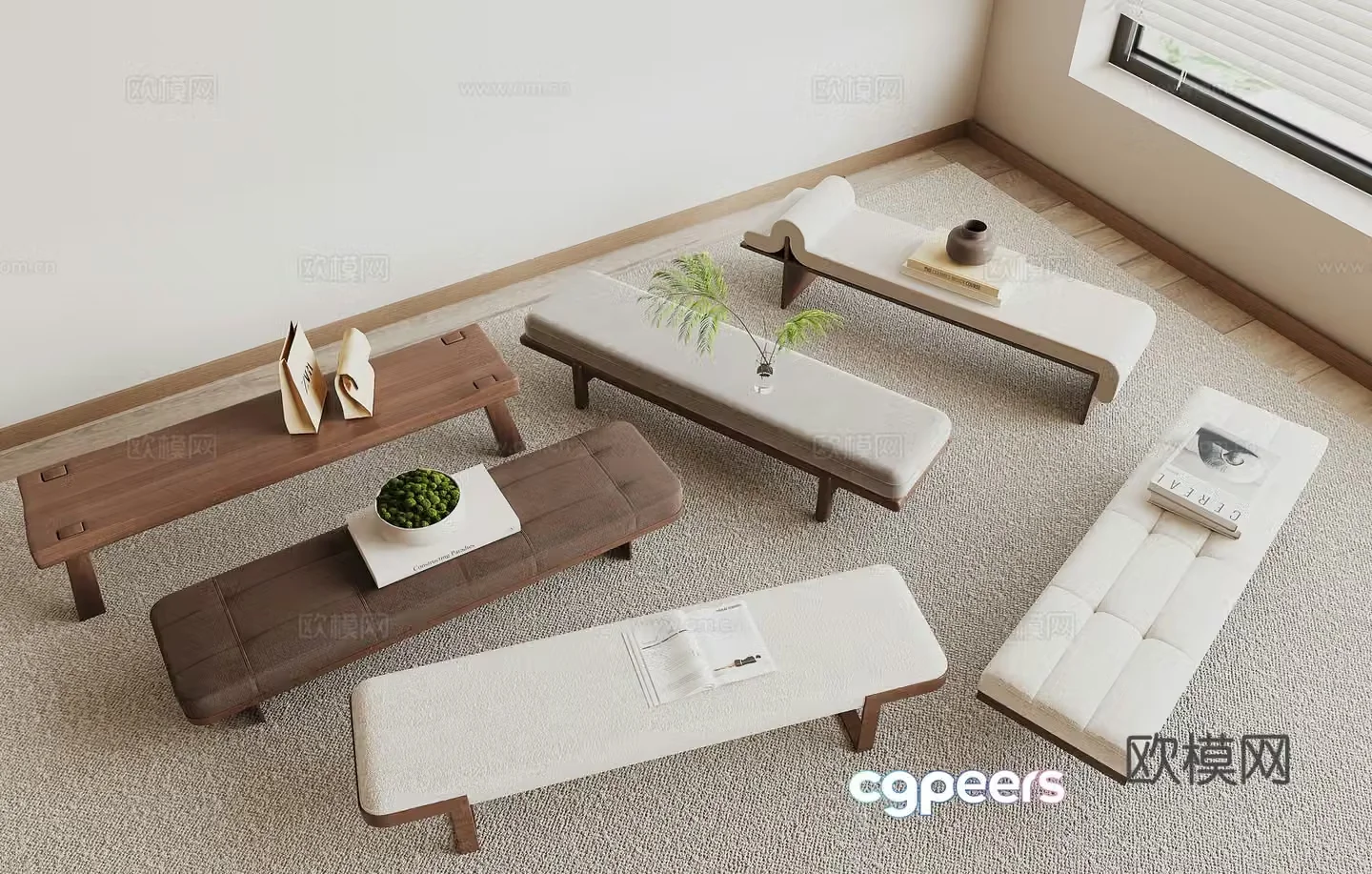 modern stool bench 3d model