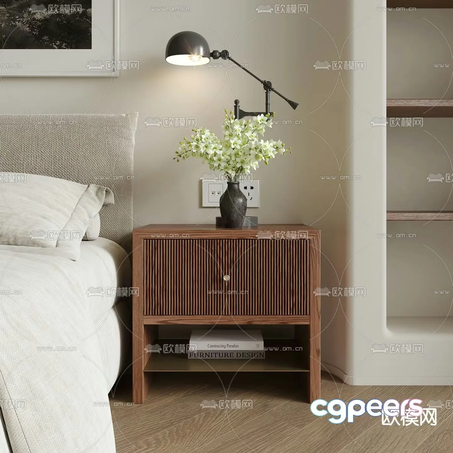wabi-sabi bedside table 3d model