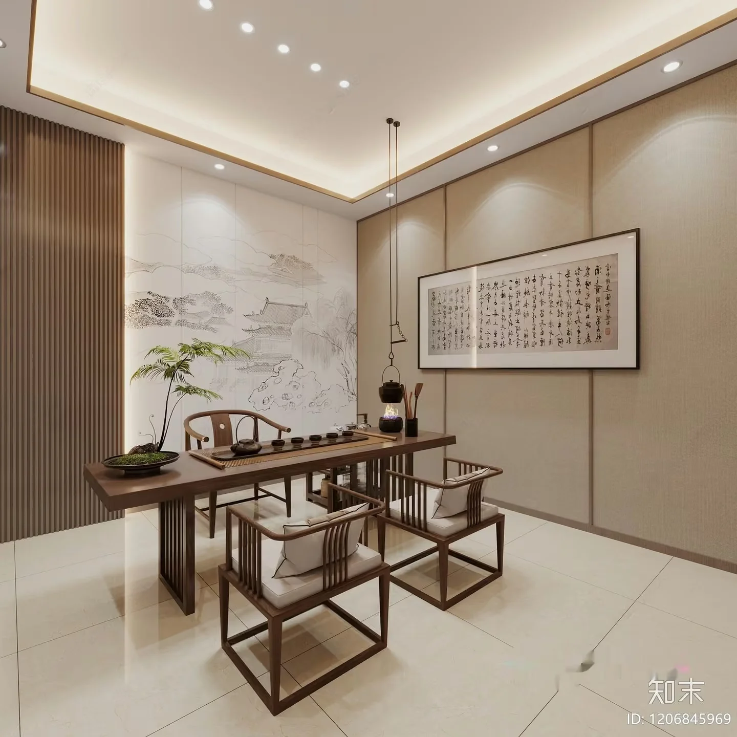 Modern Asian Dining Room 3D Model – 4495 – CORONA Render