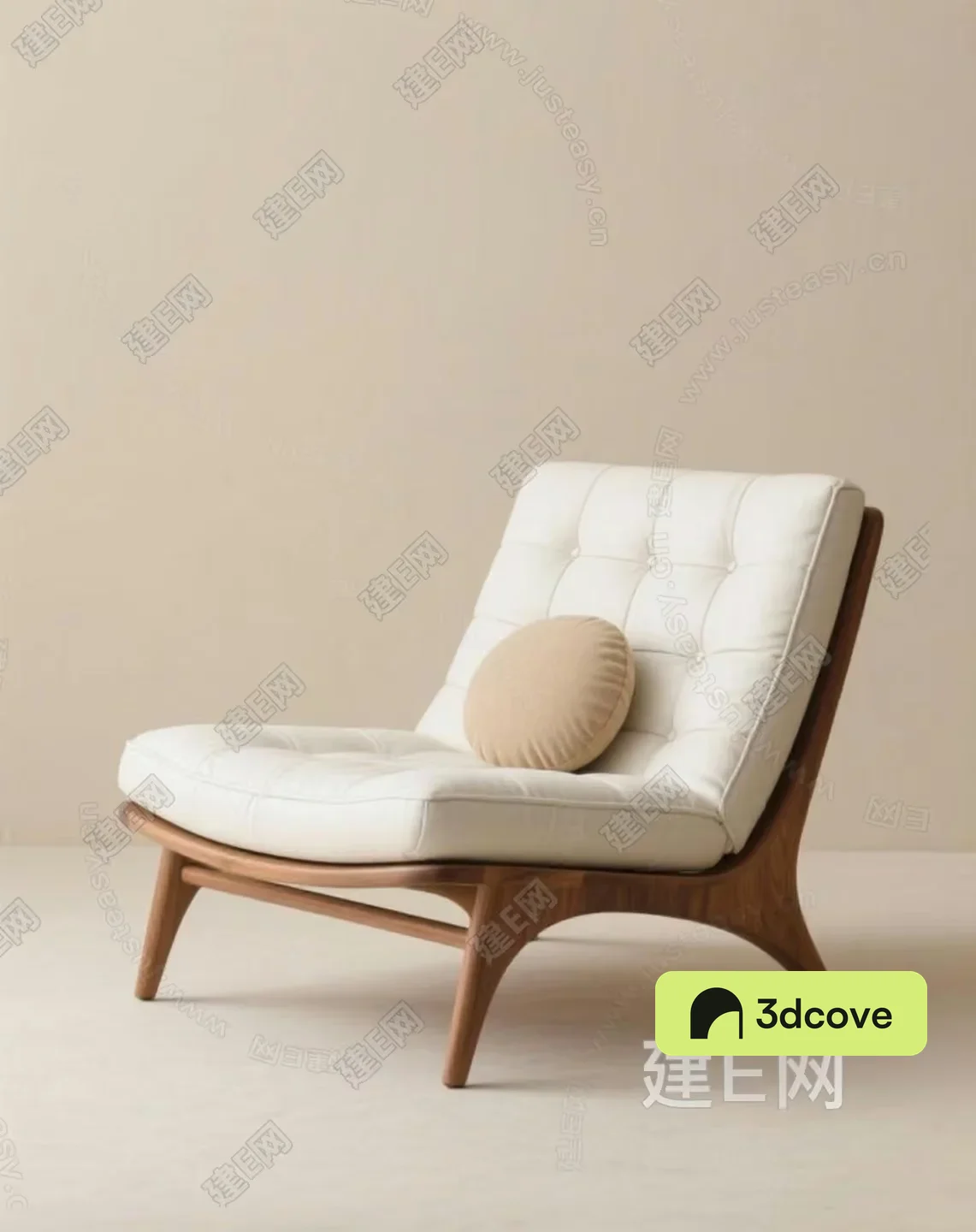 Wooden Chair With White Cushions