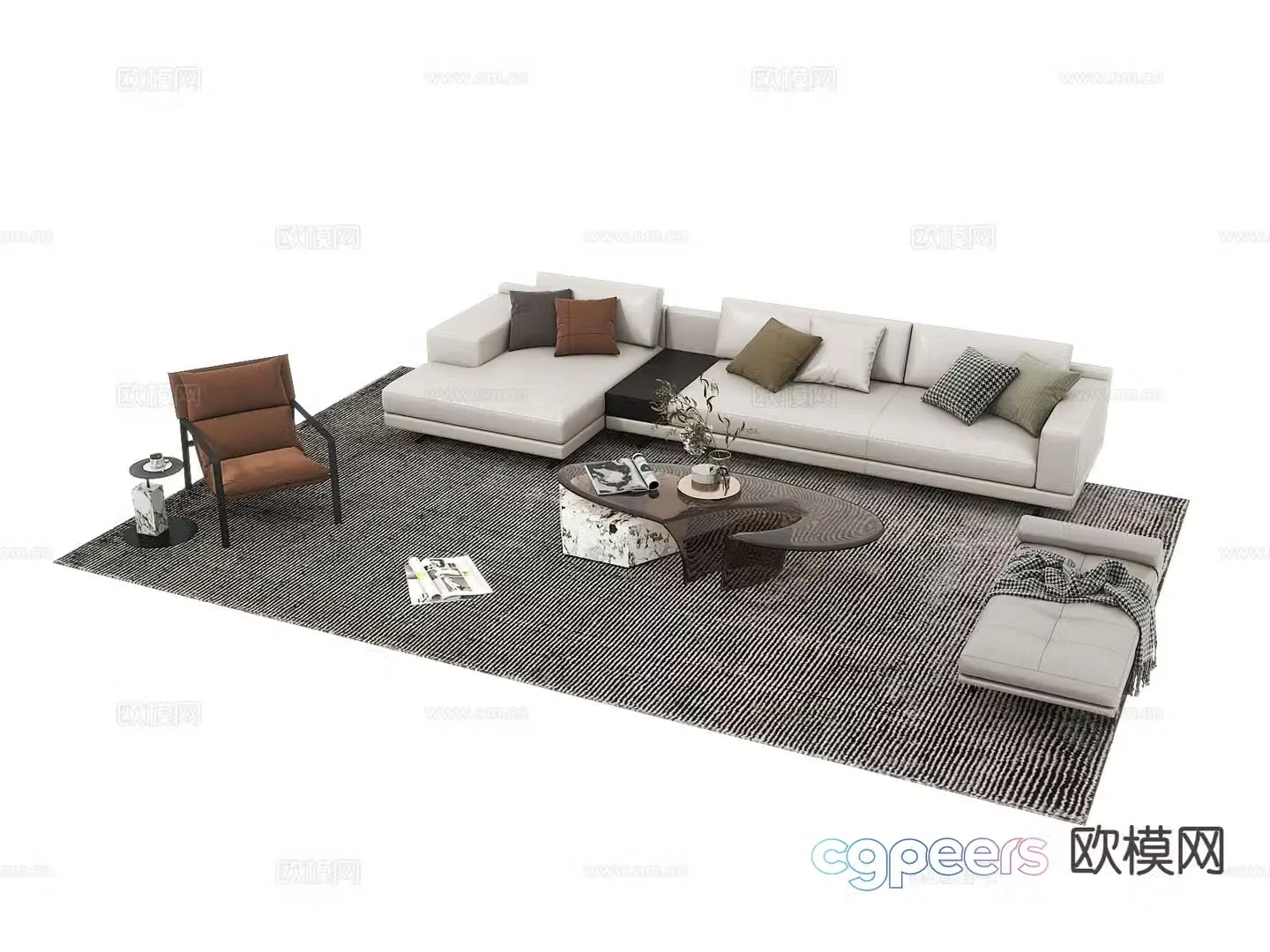 Italian sectional sofa 3d model