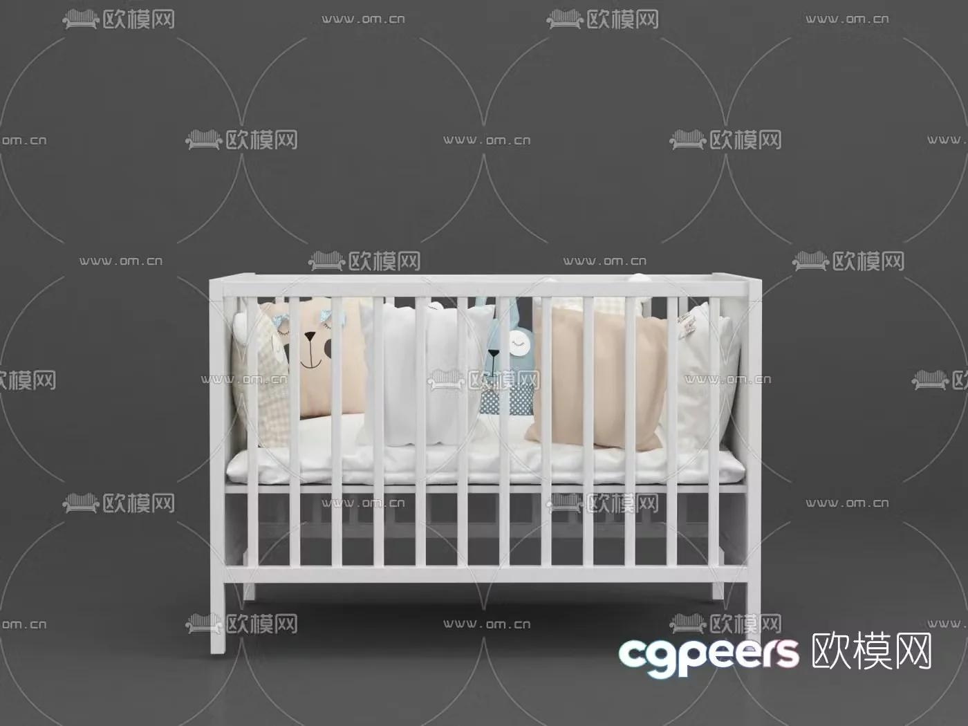Modern solid wood crib 3d model