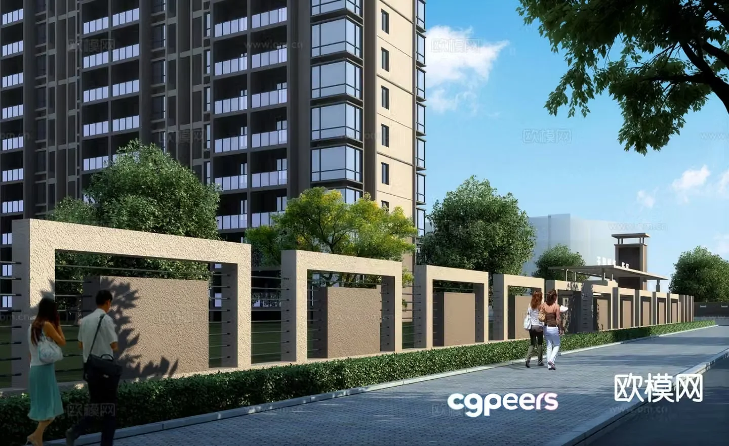 3D model of the inner courtyard landscape of the community