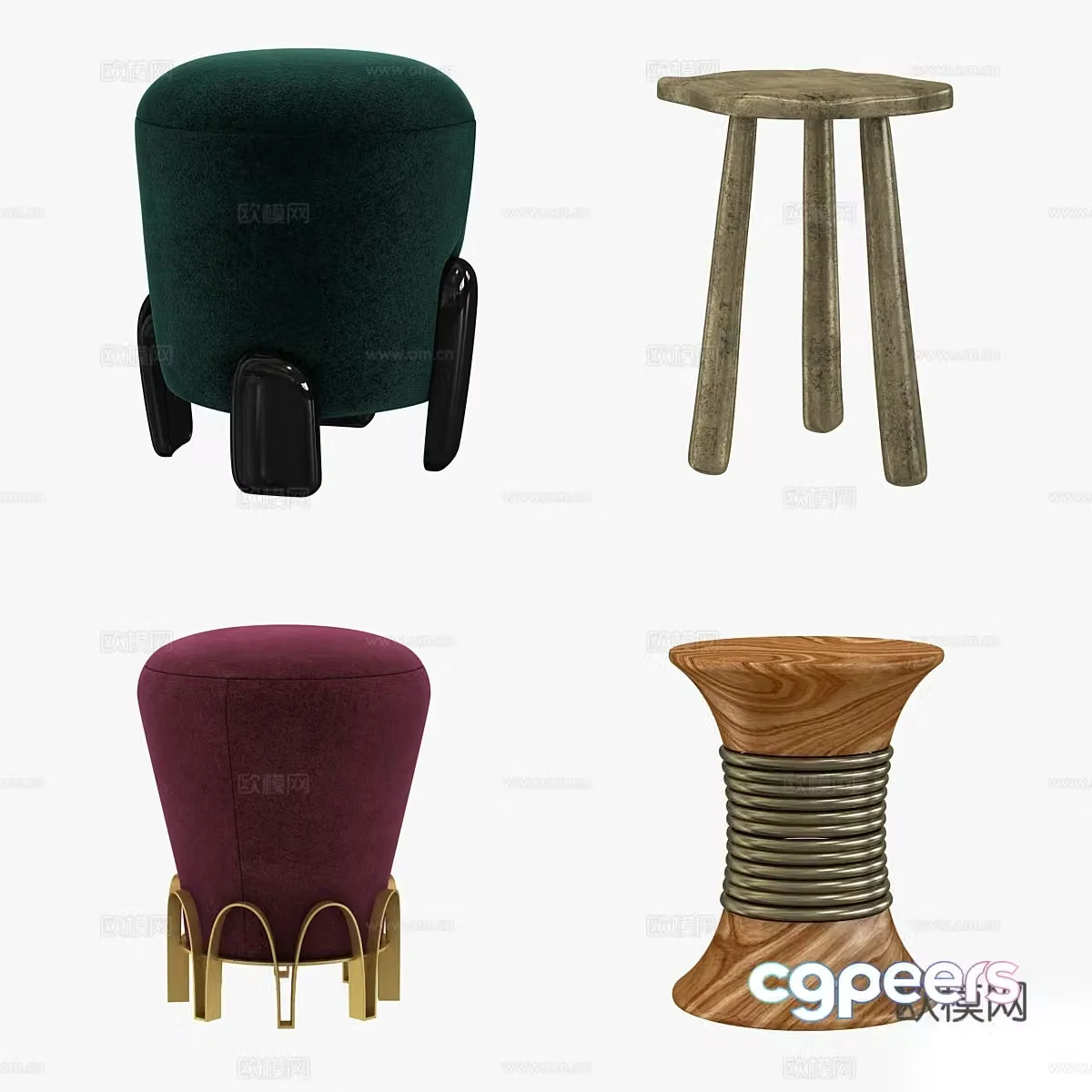New Chinese light luxury Brabbu stool 3d model
